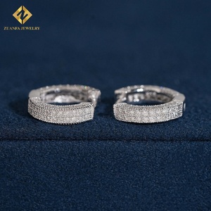 Pendientes Redondos de Lujo Estilo Hip Hop con Diamantes Cultivados en Laboratorio, Certificado NGTC, Chapados en Plata de Ley 925 - Product Image 6
