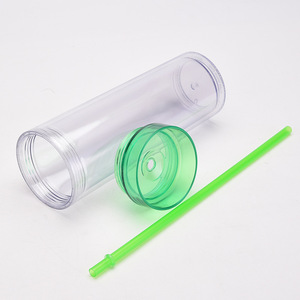 Venta al por Mayor para el Regreso a Clases: Vaso de Plástico Transparente de Doble Pared de 450 ml <span class=keywords><strong>con</strong></span> Pajita Reutilizable, Vaso Delgado de 16 oz, Listo para Enviar, Precios al por Mayor - Product Image 6