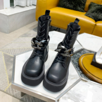 Sepatu Bot Kulit Wanita, Bot Desainer Ankle Kulit Elegan Modis Berkendara Datar Menambah Harga
