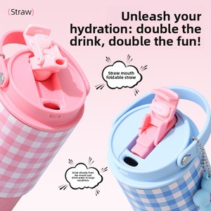 Nouvelle Tasse Isotherme Portable Haut <span class=keywords><strong>de</strong></span> Gamme à Motif Écossais Ice Boss en Acier Inoxydable 316, Double Usage avec Paille, pour Voiture et Cadeau - Product Image 3