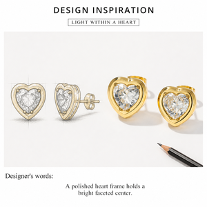 Pendientes de Corazón de Acero Inoxidable con Baño de Oro de 14K y Circonita Transparente en Forma de Corazón con Cierre de Mariposa de 11mm - Product Image 2