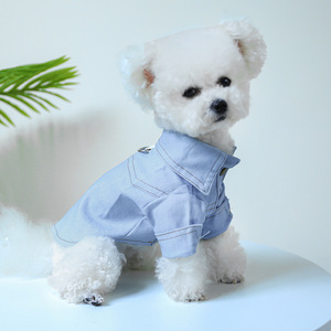 PETCIRCLE pet collar, cute and simple dog and <b>cat</b> <b>clothes</b> with D-ring, stylish denim shirt - Product Image 2