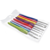Kit de crochets à poignée souple couleur bonbon, 8 tailles (2,5-6 mm), pour tricot et tissage de fil DIY, idéal pour pulls, écharpes et artisanat – Vente en gros
