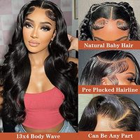 Pelucas de Cabello Natural Vietnamita con Ondas Suaves, Pelucas Frontales de Encaje sin Pegamento, Cabello Humano Pre-Arrancado para Mujeres Negras, Peluca de Cabello Remy