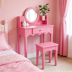 Última Novedad: Mesa de Maquillaje Infantil de Diseño Moderno y Duradero, Set de Tocador de Princesa de MDF con Joyero para Dormitorio - Product Image 3