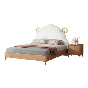 Nuovo cartone animato pecora Design bambini ragazza letto bambini camera da letto mobili set principessa letto per bambini con testiera morbida struttura del letto in legno