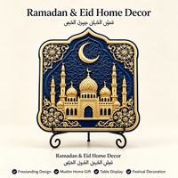 Ornement de bureau en résine UV en gros, motif floral 3D en relief de mosquée du Ramadan, décoration de table pour la maison, support personnalisé