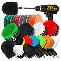 Ensemble de 30 brosses de perçage, éponges de polissage, pour carrelage, baignoire, sols de douche, cuisine, intérieur de voiture
