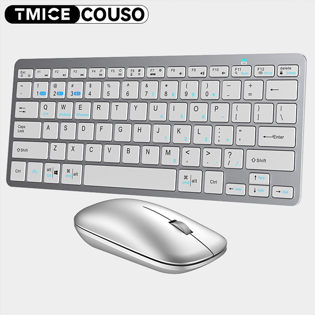 COUSO Hot Sale Mini Wireless Mouse Keyboard Combo Rechargeable Teclado Bluetooth White Keyboard and Mouse for Tablet Laptop