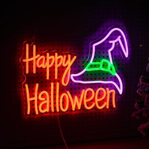 Happy Halloween LED Neon Wizard Hat Wall <b>Decor</b> Light USB Powered Dimmable Club Shop Atmosphere Light Indicator Light 5V 12V - Product Image 5