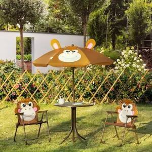 Vente en gros Ensemble de jardin pour enfants en plein air Ensemble de <span class=keywords><strong>3</strong></span> chaises en fer avec <span class=keywords><strong>table</strong></span> pliante pour enfants et terrasse avec parapluie - Product Image 5