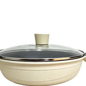Poêle Wok Antiadhésive en Aluminium Pressé 28 cm, Motif Vague, Personnalisable avec Logo, Idéale pour la Préparation du Petit-Déjeuner à Domicile - Product Image 5
