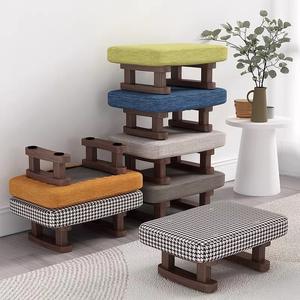 Solid Wood <b>Low</b> <b>Stool</b> Fabric Rectangular Footstool Shoe Changing <b>Stool</b> Living Room Ottoman For Home Use - Product Image 4