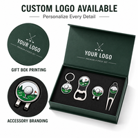 Coffret Cadeau de Golf Personnalisé 4 Pièces : Accessoires de Golf en Métal (Outil de Repositionnement de Balle, Clip de Chapeau, Décapsuleur, Porte-clés) – Idéal pour les Cadeaux de Tournoi
