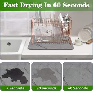 Estante para platos de piedra superabsorbente FMT, encimera de cocina de tierra de diatomeas, alfombrillas de secado de platos con almohadilla para pies, <span class=keywords><strong>alfombrilla</strong></span> para vajilla - Product Image 5