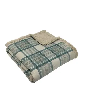 Lattice Flannel Sherpa Fleece Throw Blanket 60" x 80" Reversible Plush Fluffy Blankets for Sofa Couch Bed