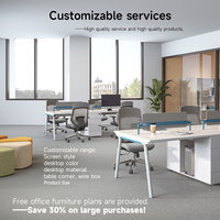 Poste de travail de bureau modulaire convertible moderne pour 2 personnes, en bois, taille et design personnalisables, garantie 10 ans