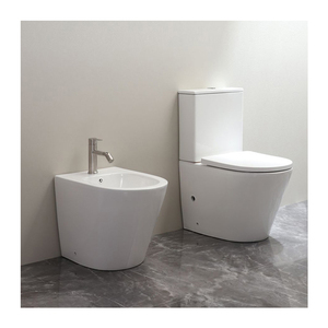 Inodoro de Dos Piezas de Cerámica Blanca con Diseño Moderno, Certificado Watermark, Montado en el Suelo, con Doble Descarga por Gravedad y Bidé - Product Image 1