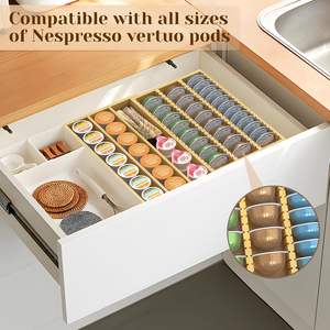 Nouveau design organisateur de capsules de café en bambou de type debout boîte à capsules Nespresso tiroir de <span class=keywords><strong>rangement</strong></span> pour dosettes <span class=keywords><strong>Tassimo</strong></span> - Product Image 5