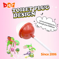 Sucettes géantes amusantes en forme de bouchon de toilette, vente en gros, étiquette privée personnalisée, sucettes à saveur fruitée, sucettes ODM
