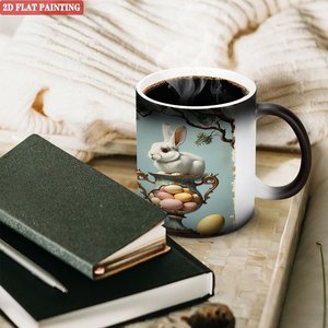Sublimation Mug 11oz Frosted Black <b>Ceramic</b> Heat Changing <b>Cup</b> For Cafe Restaurant Supply - Product Image 3