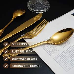 أواني فضية للزفاف من الفولاذ المقاوم للصدأ طقم ملعقة بيستيك فاخر من الفاجيلا النقش بالليزر طقم أدوات مائدة - Product Image 4