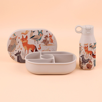 Étanche, réutilisable, personnalisé, passe au micro-ondes, 5 séparateurs, boîte à lunch bento en silicone sans Bpa pour enfants avec bouteille d'eau pour l'école