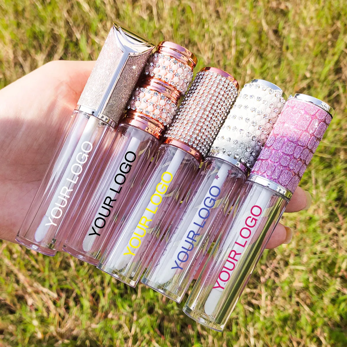 Stock 100pcs Round Pearl Top Rose Gold Silver Metallic 6ml Unique Lipgloss Containers Custom Logo Luxury Lip Gloss Tube