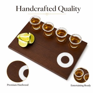 Bandeja de Madera para Tequila con Borde de Sal, Portavasos para Tequila, 8x11.8 Pulgadas, para Amantes del Tequila - Product Image 6