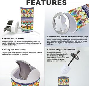 Juego de accesorios de baño Colección de patrones de cerámica de <span class=keywords><strong>Talavera</strong></span> mexicana de 6 piezas para decoración bohemia de encimera - Product Image 5