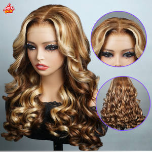 Ombre ad alta densità marrone Hd Highlight 30 pollici 13x6 Hd pizzo frontale parrucca 5x5 chiusura ampia corpo onda 13x4 anteriore parrucche capelli umani - Product Image 1