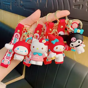 Sanrio serisi kolye sevimli ve narin tutkal bebek dekorasyon araba çantası kolye Hello Kitty anahtarlık Kawaii anahtarlık