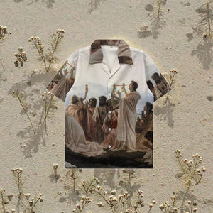 Chemise de plage d'été pour hommes coupe régulière col en V décontracté manches courtes tricoté Spandex/Polyester respirant séchage rapide - Product Image 3