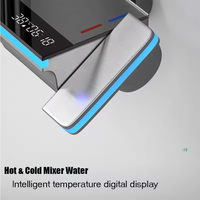 Robinet de douche mural en laiton avec affichage numérique LED de la température, mitigeur de baignoire 4 voies et ensemble de douche avec jet pluie