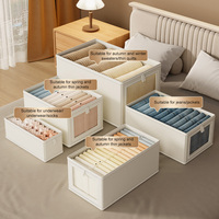Boîte de rangement pour vêtements en tissu Oxford avec fenêtre, robuste, pliable, pour placard, tiroir, boîte à vêtements pour optimiser l'espace