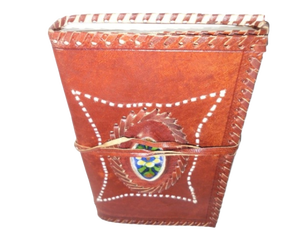 Carnet de notes rétro en cuir véritable fait main avec reliure en pierre, imprimé marron personnalisé, pour les voyages et les notes quotidiennes - Product Image 2