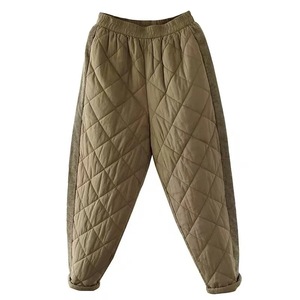 Casual Long Pants Diamond Pattern Down Cotton Plus Size Women Windproof Harem Pants Thickening Micro Elasticity Corduroy Fabric - Product Image 5