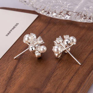 Boucles d'oreilles originales pour femmes, aretes de plata microcircon, boucles d'oreilles statement 2025, boucles d'oreilles en perles coréennes - Product Image 1