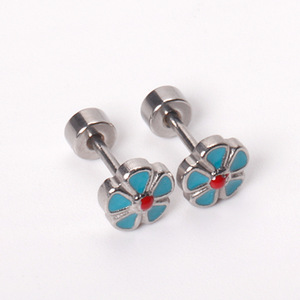 แฟชั่นต่างหูรูปดอกไม้สีสันสดใสสแตนเลสสตีลต่างหูสำหรับผู้หญิงชุดเครื่องประดับ EA61321MS - Product Image 4
