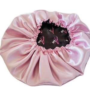 Wholesale Double Layer Sleep Cap Women Bonnet Custom Logo Print Reversible Bonnets and Satin Hair Wrap - Product Image 4