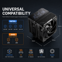 ZEROMASTER Pendingin Udara CPU Menara Ganda 6 Pipa Panas 120mm 70.15CFM Kipas Heatsink PWM untuk Intel LGA1700 AMD AM5 Desktop Gaming