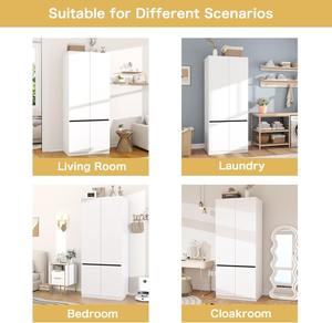 Armoire haute minimaliste blanche de qualité export avec 2 portes et tringle de suspension pour chambre à coucher - Product Image 2