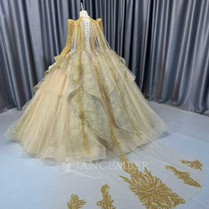 Lscm83 <b>Wedding</b> Dress Champagne Quinceanera Dresses Gold Beaded Sweetheart Princess Luxury Ball Gowns Jancember - Product Image 3
