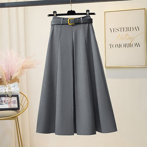 <span class=keywords><strong>Jupe</strong></span> plissée trapèze taille haute polyvalente mi-longue pour femme GraySummer, style décontracté avec drapé original pour l'été - Product Image 4