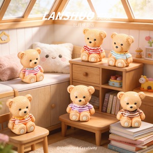 ตุ๊กตาหมีจิ๋ว Lanshuo ขนาด 1:12 ทำจากเรซิ่นพลาสติก สำหรับตกแต่งชุดเครื่องประดับ DIY และของตกแต่งโต๊ะ - Product Image 1
