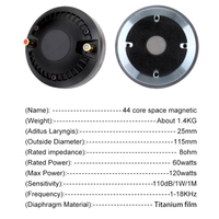 Tweeter audio en titane Gooermi XY450-2RP 44 cœurs, unité de haut-parleur de 1,75 pouce, puissance de sortie 60W