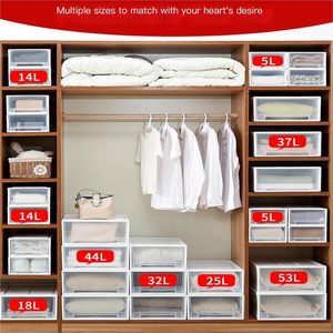 Organizador de Ropa Transparente, Apilable, Plegable, Desmontable, Minimalista, de Plástico Transparente y Grueso, con Cajones, para Venta al Por Mayor - Product Image 3