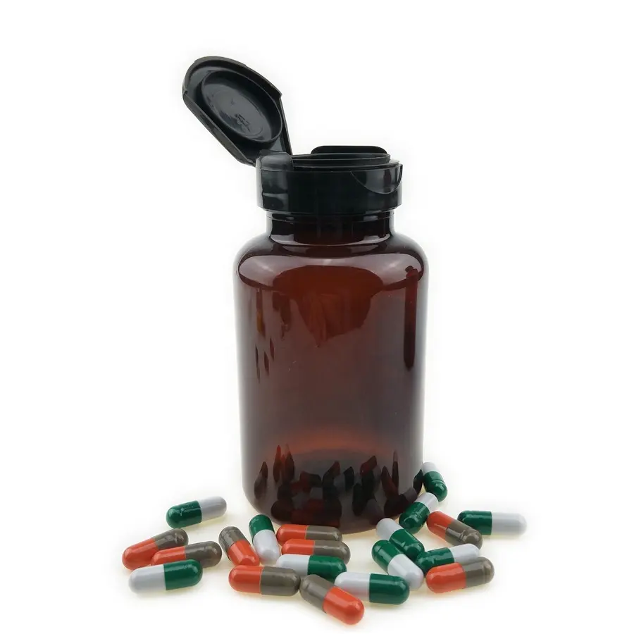 500cc plastic capsule bottles black/250 cc gummy vitamin bottle/plastic vitamin bottles flip top lids