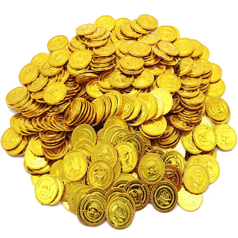 Пиратская вечеринка, подарки для вечеринки, поддельные золотые монеты, пластиковые золотые монеты