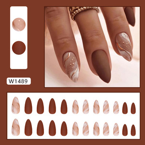 Ongles à Pression <span class=keywords><strong>de</strong></span> Haute Qualité, Prix <span class=keywords><strong>de</strong></span> Gros, Courtes, Couleur Café, <span class=keywords><strong>Faux</strong></span> Ongles Ombrés Courts Cercueil, Ongles Artificiels - Product Image 2